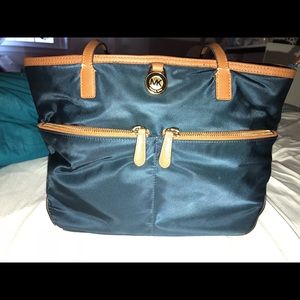 Michael Kors Navy Blue Nylon Small Tote Bag